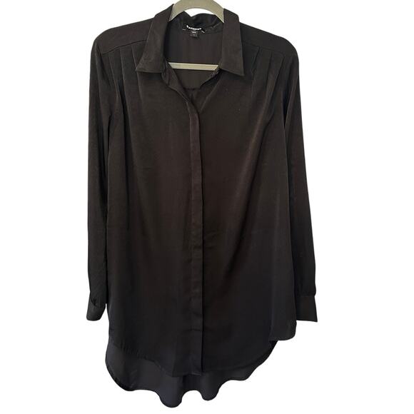 Express Women's Black Tunic Button-Front Blouse Top Sz L - Picture 1 of 5